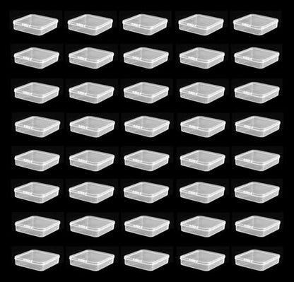 40 Pack 5.5cm Small Clear Storage Box,Clear Plastic Beads Storage Containers Box with Hinged Lid for Small Items and Craft Projects