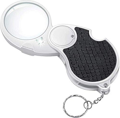 TECHSHARE Magnifying Glass with Light, Lighted Magnifying Glass, Handheld Pocket Magnifier Small Illuminated Folding Hand Held Lighted Magnifier for Reading Coins Hobby Travel - 45 Mm Diameter