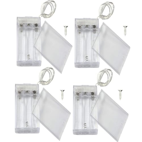 4PCS AA LED String Battery Holder and Screws,3 x 1.5V 3Slot AA Battery Holder and Switch for LED String Light DIY or Fixing - color: Style-B