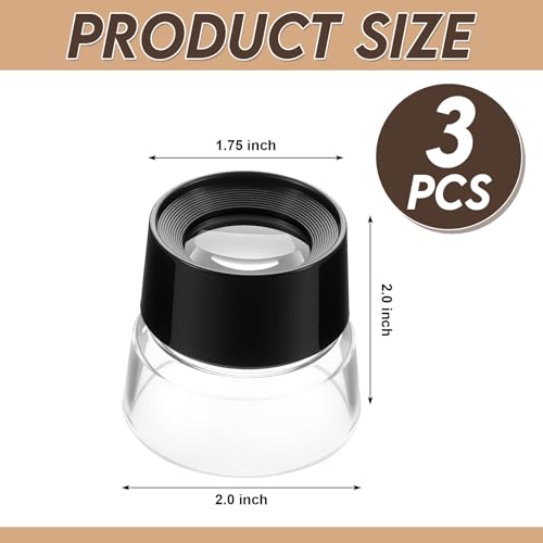 Ceenna 3 Pcs 10x Power Pre Focused Stand Magnifier, Hands Free Black Magnifying Loupes for Viewing Insects, Plants, Coins, Stamps, Maps, Fine Print and Nature Animal Observation