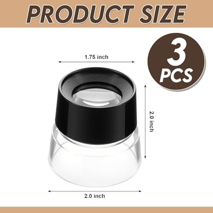 Ceenna 3 Pcs 10x Power Pre Focused Stand Magnifier, Hands Free Black Magnifying Loupes for Viewing Insects, Plants, Coins, Stamps, Maps, Fine Print and Nature Animal Observation