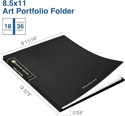 Sooez 4 Pack Binder with Plastic Sleeves 18Pocket, Displays 36 Pages 8.5x11 - color: Black