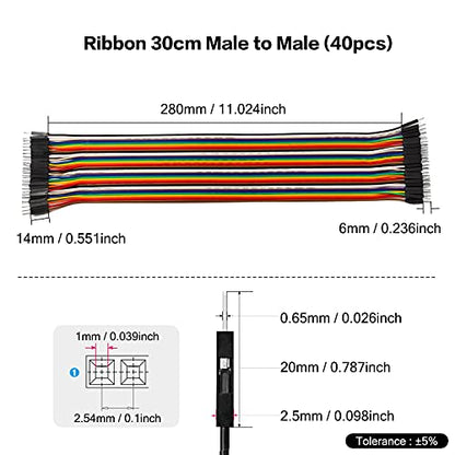Chanzon 40pcs 30cm Long Male to Male Ribbon Jumper Wire Dupont Cable Line - color: (1) Male to Male (40pcs), size: 30CM