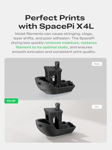 Creality Filament Dryer Box 4 Spools, Space Pi X4L Filament Storage Box, Max 85°C Temperature, Dual Independent Heating Chambers & Fan, Rapid Drying for PLA,PETG,TPU,ABS,PET,PC,ASA,PA,PAHT - size: Space Pi X4L