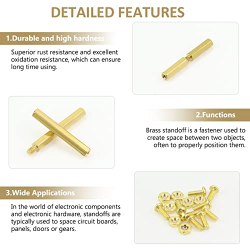 320 Pieces M2 Male Female Hex Brass Standoffs Spacers Screws Nuts Kit, Kindroufly Brass Standoffs Assortment Kit for PCB Motherboard - size: M2 Brass Standoffs