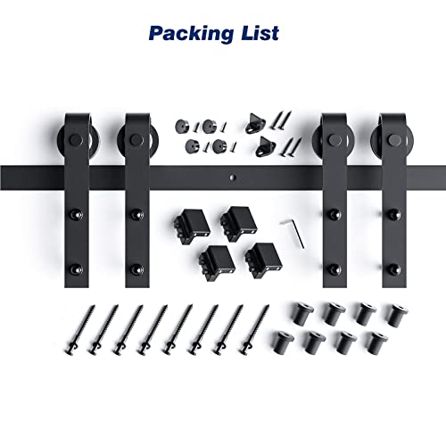 EaseLife 10 FT Double Door Sliding Barn Door Hardware Track Kit,Basic J Pulley,Heavy Duty,Slide Smoothly Quietly,Easy Install (10FT Track Kit for Double 30" Wide Door) - size: 10 Feet