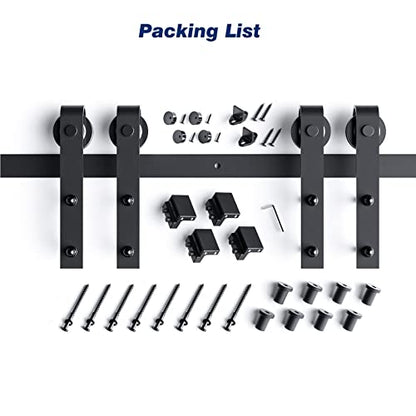 EaseLife 10 FT Double Door Sliding Barn Door Hardware Track Kit,Basic J Pulley,Heavy Duty,Slide Smoothly Quietly,Easy Install (10FT Track Kit for Double 30" Wide Door) - size: 10 Feet