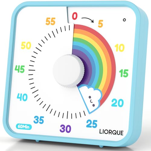 LIORQUE 7.5-Inch Large Visual Timer, 60-Minute Classroom Timer Magnetic - color: Rainbow