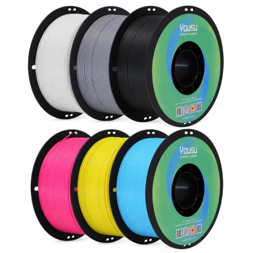 YOUSU Matte PLA 3D Printer Filament 1.75mm, 6 Colors 1kg Each - color: 01-matte 6 Color （6-pack), size: Matte PLA