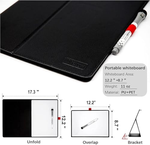 12"x9" Portable White Board with Foldable Stand, A4 Small Whiteboard, Ultra-Smooth Anti-Ghosting Surface, Easy Wipes Dry Erase Board for Office Home School, Includes Marker & Eraser (Black) - color: 12"×9" - Black