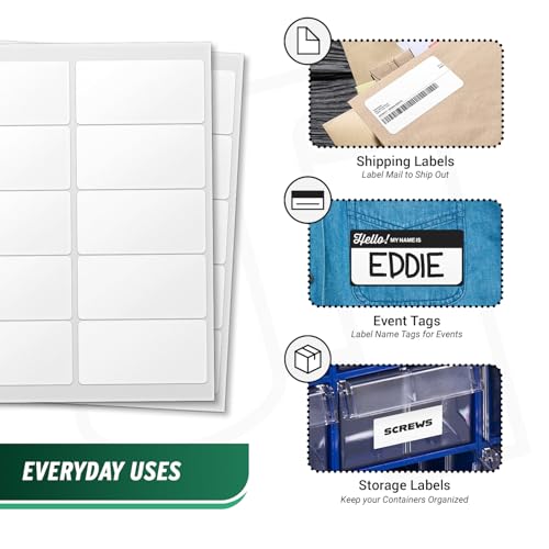 Blank Rectangle Labels, White, 4" x 2" - size: 4" x 2"