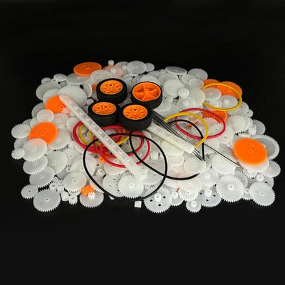 276PCS Plastic Gear Kit Shaft Axles Rubber Band Single Double Spindle Small Motor Gear for Motor RC Car Truck Helicopter Robot DIY Model Building Parts (276)