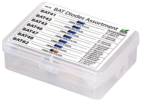 3pdt 70 pcs Blue Schottky Diode Assortment Kit: BAT41, BAT42, BAT43, BAT46, BAT47, BAT48, BAT82