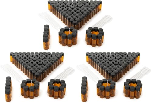 5ml Amber Small Glass Vials 100pcs with Screw Caps(100pcs) (Pack of 3) - color: Amber, size: 5ml 100pcs (Pack of 3)