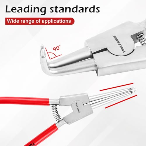 TOOLEAGUE 5" Small Snap Ring Pliers Set, Mini Circlip Pliers Kit, 4 Pcs - size: 5 inches (Bent/Straight, Internal/External, 4Pcs)