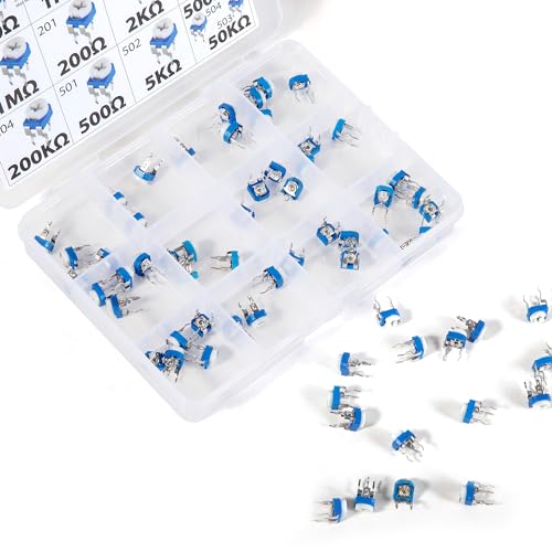 Trim Trimmer Potentiometer Assortment RM065, 3296W, 3362P, RM063 All 100Ω 1K 10K 100K 1M 200Ω 2K 20K 200K 500Ω 5K 50K