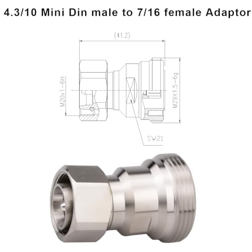 4.3/10 Mini Din Male to 7/16 L29 Female Adapter 4.3-10 MiniDIN Male to Din Female Adaptor Low PIM 160dBc - color: 4.3-10 Male to 7/16 Female