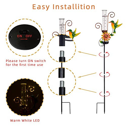 Stargarden Hummingbird Rain Gauge Outdoor,Metal Solar Rain Gauge - color: Hummingbird-B