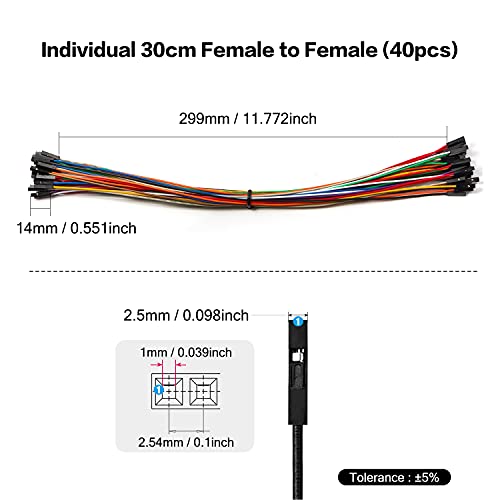 Chanzon 40pcs 30cm Female to Female Header Jumper Wire Dupont Cable Line - color: (3) Female to Female (40pcs), size: 30CM