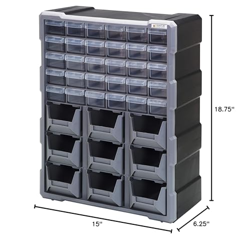 FSE 373-PDC-930BK Plastic Drawer Cabinet, 6-1/4"L x 15"W x 18-3/4"H
