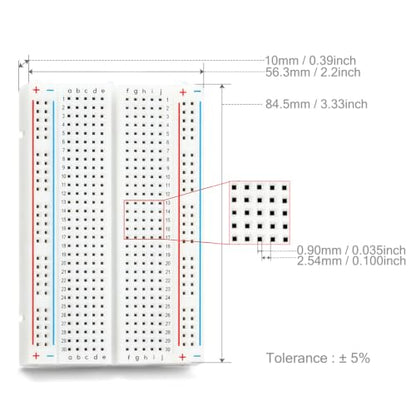 Chanzon 1pcs Solderless Breadboard | 40pcs 24AWG MM Jumper Wires - size: 400 Points
