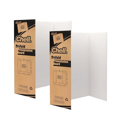 Chell 36x48 Large Size Corrugated Trifold Poster Boards, White, 2 Pack - size: Large, 36x48 in