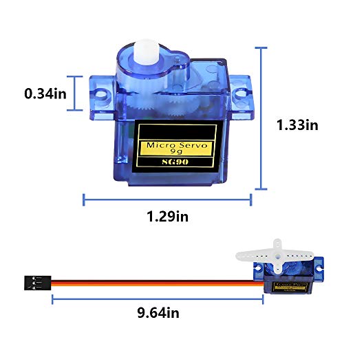 2Pack SG90 Micro Servo Motor 180 Degree 9G Gear Motor for RC Car Robot Helicopter Airplane Boat DIY Project Control