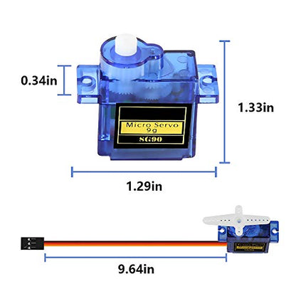 2Pack SG90 Micro Servo Motor 180 Degree 9G Gear Motor for RC Car Robot Helicopter Airplane Boat DIY Project Control
