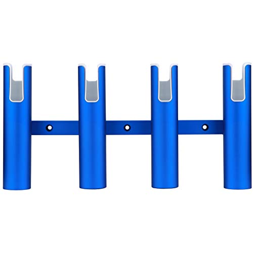 Aluminium Wall-Mounted Fishing Rod Holder for Boat, Garage & Marine - Holds Rods & Poles - color: Large Blue 4 Tubes