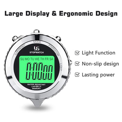 LAOPAO Melt Stopwatch, Clock Daily Rainproof Digital Timer for Sports Match,Competition,Coach,Referee,Training,Timing - color: 2 Lap-backlit