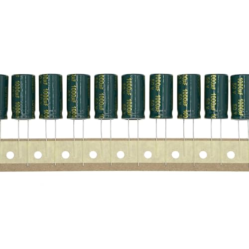 20 Pieces 50V 1000UF 13x25mm High Frequency LOWESR Plug-in Aluminum Electrolytic Capacitor Green Sleeve 50 Volt 1000 UF - size: 50V1000UF