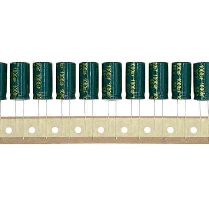 20 Pieces 50V 1000UF 13x25mm High Frequency LOWESR Plug-in Aluminum Electrolytic Capacitor Green Sleeve 50 Volt 1000 UF - size: 50V1000UF