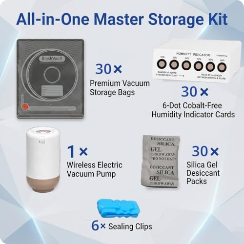 3D Printer Filament Storage Kit, 30 Vacuum Bags with Pump & Humidity Cards