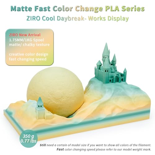 ZIRO Matte PLA Filament, 1.75mm 1kg Fit Most FDM Printer, Cool Daybreak - color: Cool Daybreak (Matte)