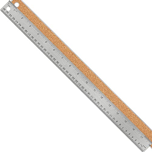Metal Ruler 18 Inch, Non-Slip Cork Backing, Ink Bleed-Resistant Edge, 1 Pcs - style: 18"Single