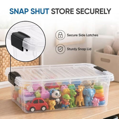 Superio Clear Plastic Storage Bins with Lid, 4.5 Quart Box, Organizing Containers, Stackable Plastic Tote for Home, Garage, Dorm, School, and Office - size: 4.5 Quart