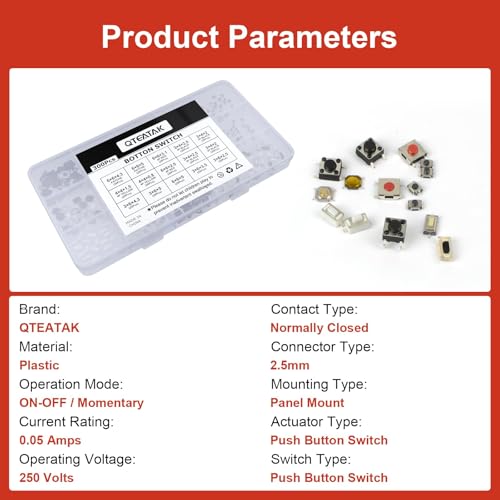 300 Pcs 15 Value Micro Momentary Tactile Switch Assortment Kit - style: 300 Pcs 15 Value