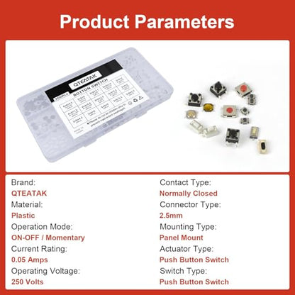 300 Pcs 15 Value Micro Momentary Tactile Switch Assortment Kit - style: 300 Pcs 15 Value