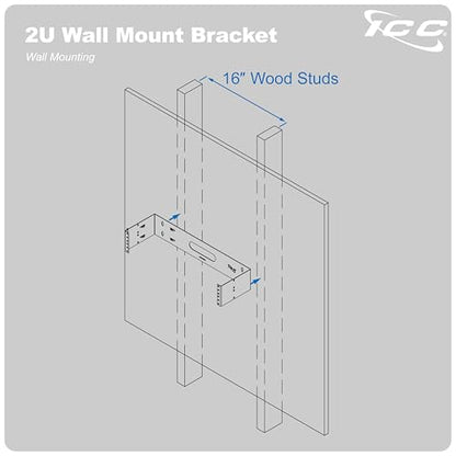 ICC 2U Hinged Wall Mount Rack Bracket, 6" Deep, 20 lb, Black, 1-Pack - size: 1 Pack, style: 2 RMS
