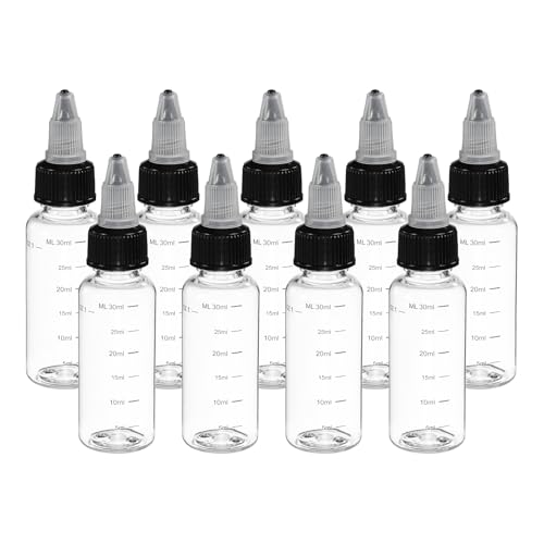 PATIKIL 30ml 1oz,9 Pcs Plastic Squeeze Dispensing Bottles,Transparent,Black - color: Transparent/Black, size: 30ml