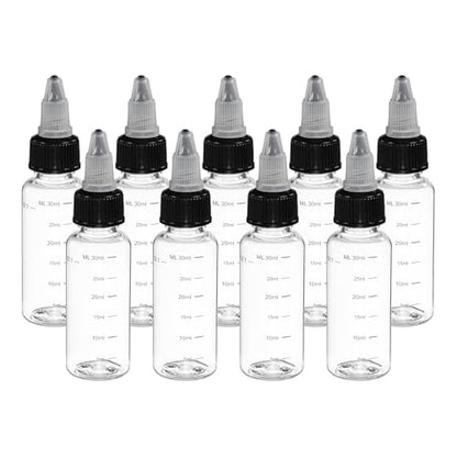 PATIKIL 30ml 1oz,9 Pcs Plastic Squeeze Dispensing Bottles,Transparent,Black - color: Transparent/Black, size: 30ml