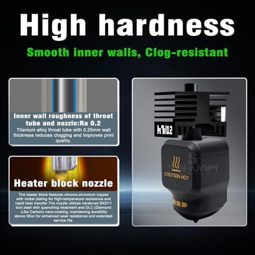 3-Pack 0.2mm Bamboo X2D/H2D/H2S/H2C/P2S Hotend Kit, Hardened Steel Nozzle Replacement Parts for Bambu Lab H2 Series/P2S/X2D 3D Printer, Quick-Swap Bamboo Print Head, Balanced Speed & Detail - size: 3 PK 0.2MM