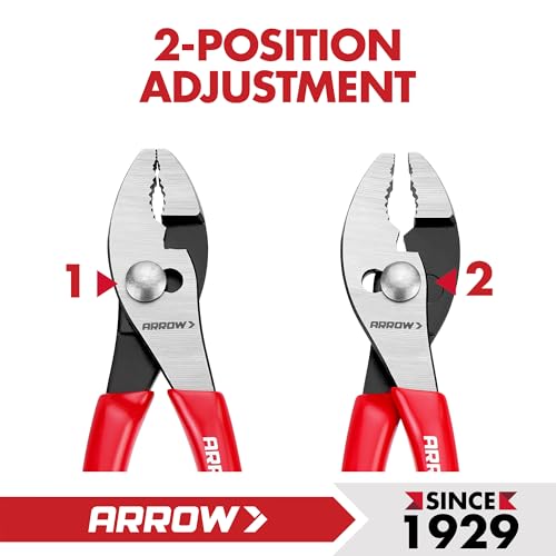 ARROW 6" Slip Joint Pliers, Small Pliers with Thick Dip-Grip Handle, High Carbon Steel, Strong Grip Jaws, Pliers Tool for Gripping, Loosening Nuts and Bolts, Cutting Steel Wire (Pack of 2) - size: 6 Inch (Pack of 2)