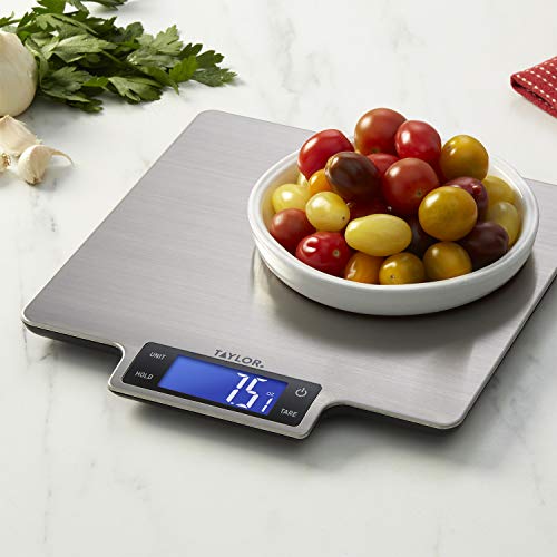 Taylor 22lb Ultra-Precise Digital Stainless Steel Household Kitchen Scale, One, Silver - size: 22 LB
