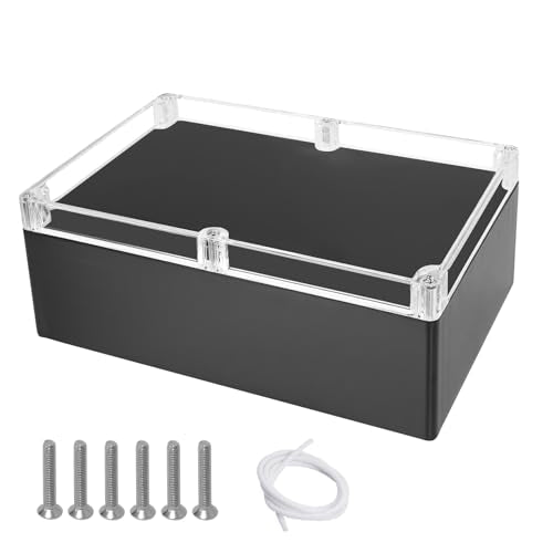 Project Box IP65 Waterproof Dustproof Junction Box ABS Plastic Enclosure Box for Electronics Clear Cover Outdoor Project Black 10.4" x 7.2" x 3.7"(263 x 182 x 95 mm) - color: Black-Clear Cover, size: 10.4" x 7.2" x 3.7"