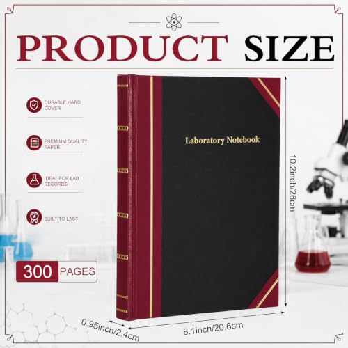 Watersay Laboratory Notebook 300 Pages 11.8x10.3in Black Hardcover Lab Book
