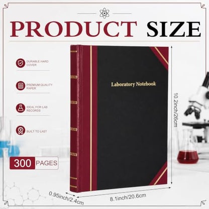 Watersay Laboratory Notebook 300 Pages 11.8x10.3in Black Hardcover Lab Book