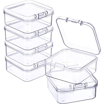 Jetec 6 Pieces Small Clear Plastic Storage Box, 1.7 x 1.7 x 0.8 Inch - size: 1.7 x 1.7 x 0.8 Inch