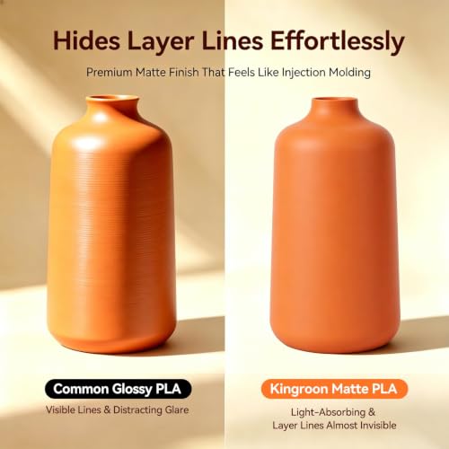 Kingroon Matte PLA Filament 1.75mm 3D Printer Filament Matte Filament 1kg Dimensional Accuracy +/- 0.02 mm (Matte Orange) - color: Matte Orange