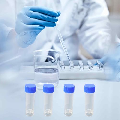 pson 20Pcs 5mL Plastic Test Tubes with Screw Caps, Clear Sample Vial Containers for Lab Storage, Scientific Research